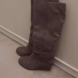 Brown Wedge Heel Boots